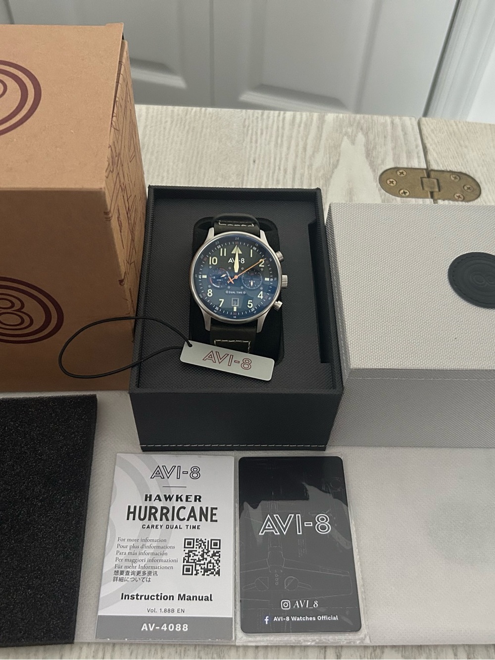 AVI-8 Dual Time Pilot Watch in Green and Black